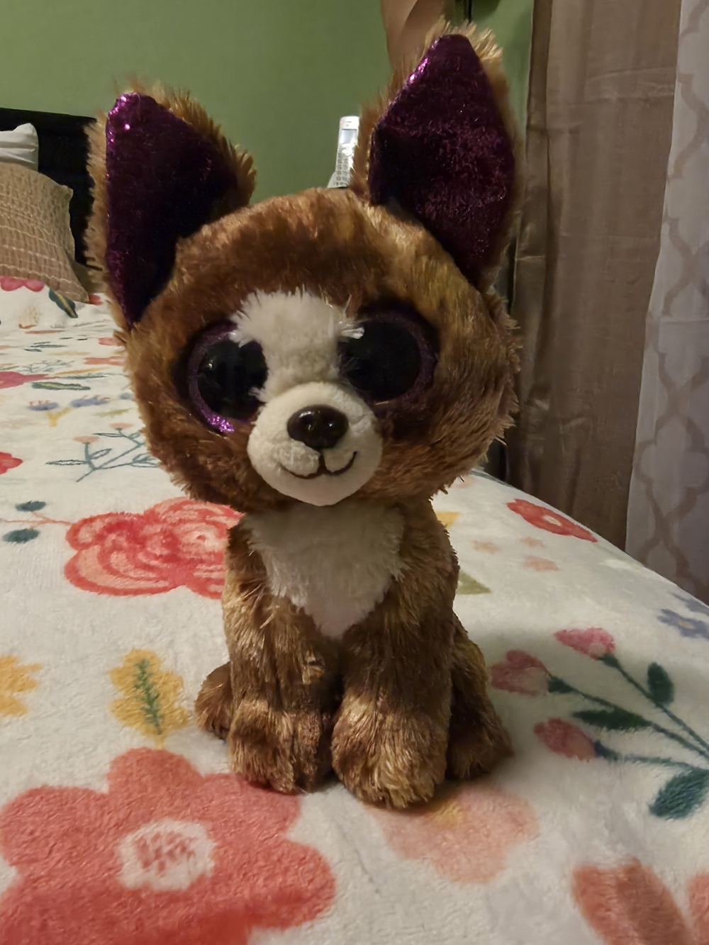 Ty Dexter Plush Small Pet Toy in Brown with Purple Accents